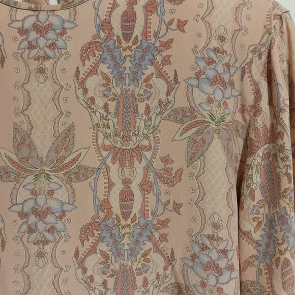 Liz Claiborne Collection Dusty Peach Silk Print Blouse, Women's Size 4 - Picture 6 of 11